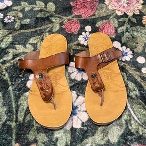Elegant Brown Leather Women Sandals